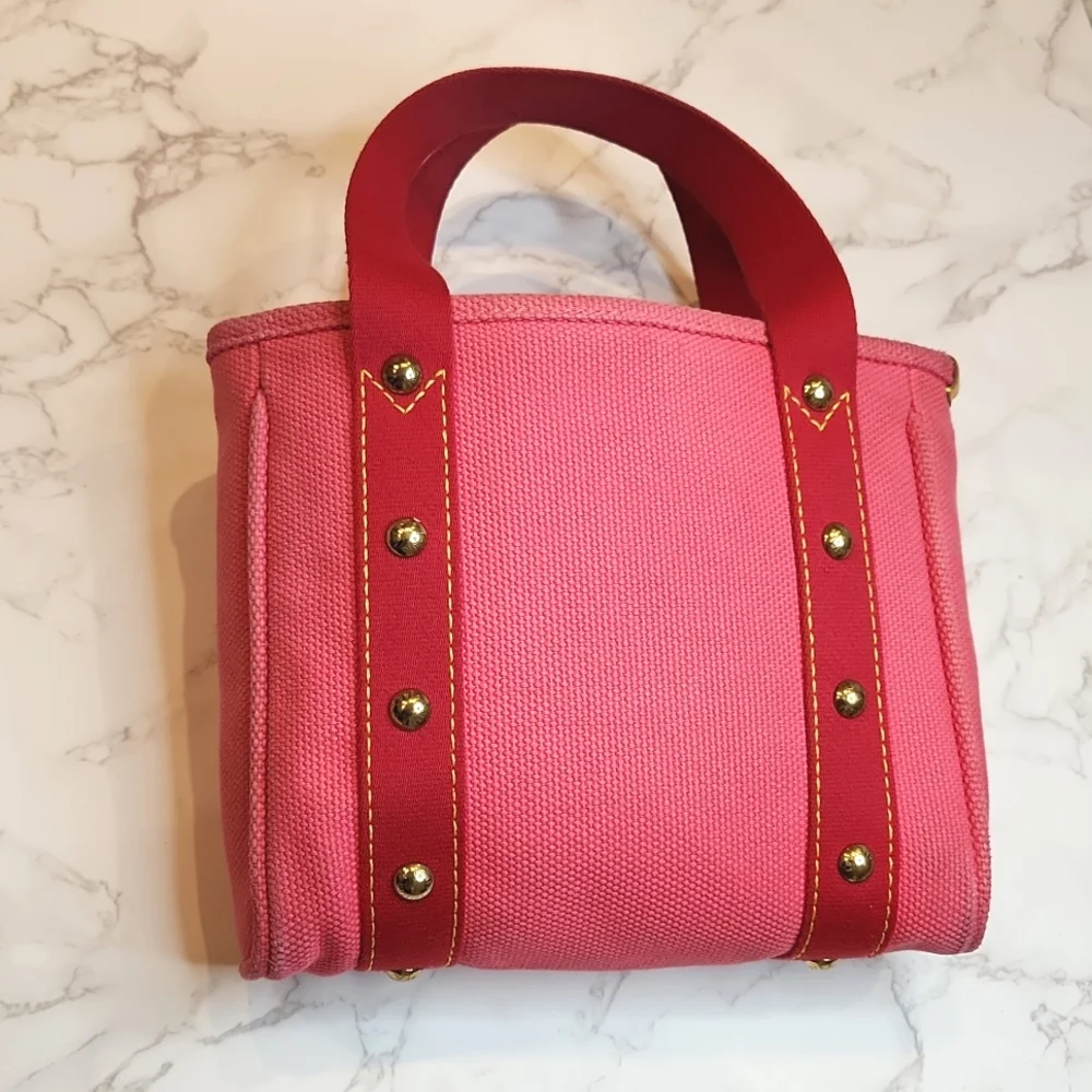 Louis Vuitton Pink Canvas Tote with Gold Hardware